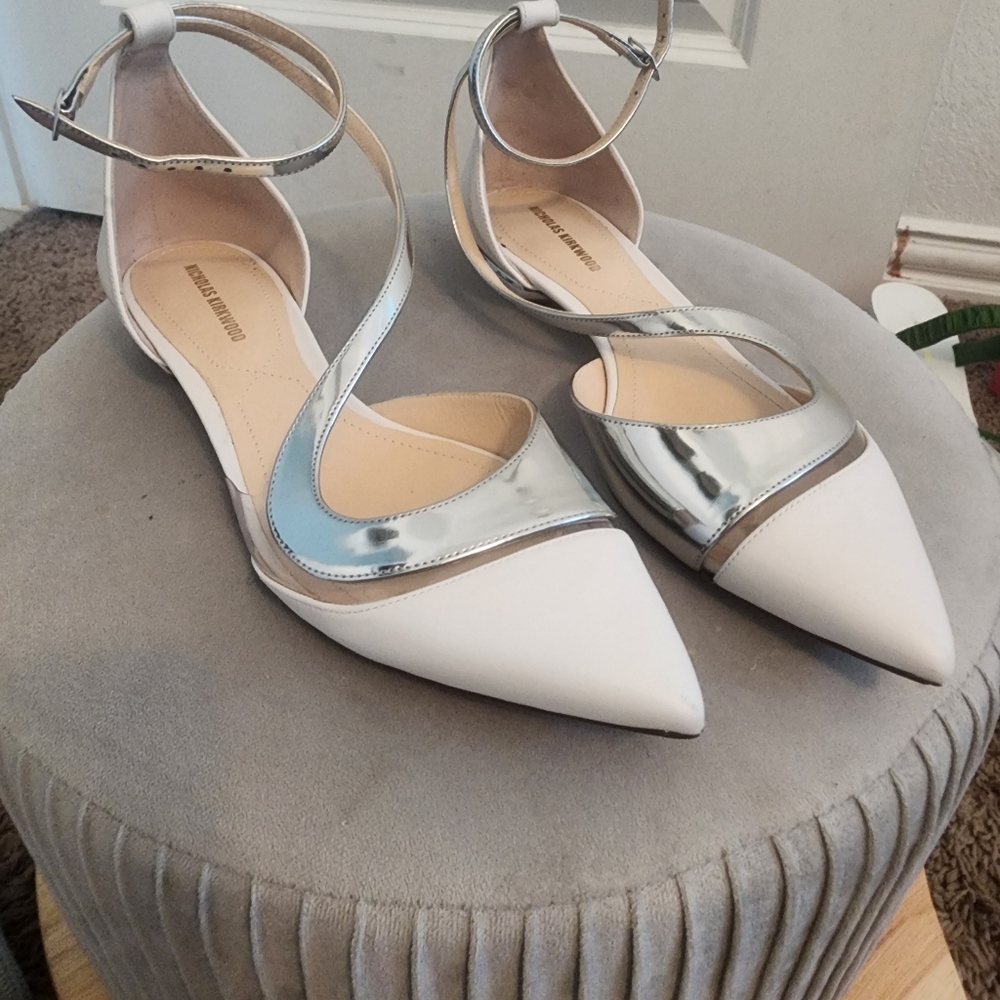 Nicholas Kirkwood leather D'Orsay flats